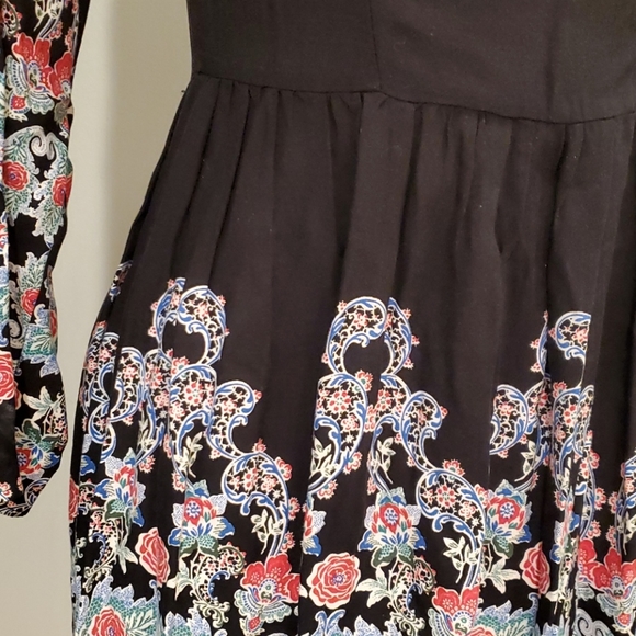 ASOS Petite Black Mini Long Sleeve Floral Dress - Picture 5 of 10